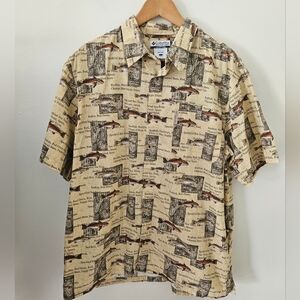 Columbia fishing print button down shirt